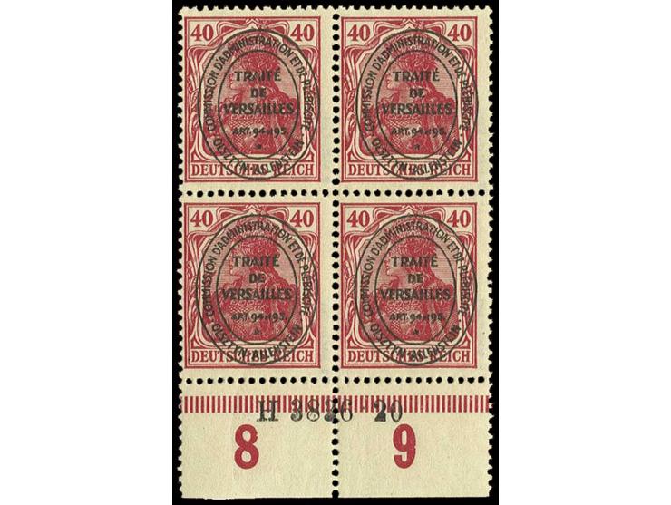 40 Pfg. im Unterrandviererblock mit Aufdruck-HAN, postfrisch, Kabinett, sign. Mikulski