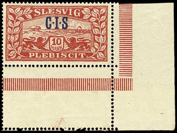 1920, 10 M. aus der rechten unteren Bogenecke, unten mit Leerfeld, postfrisch, Pracht, sign. Dr. Hochstädter BPP