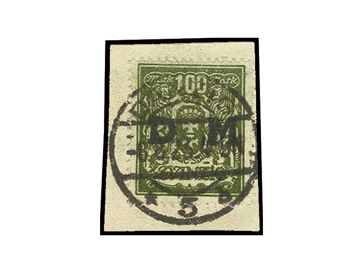 1923, 100 M. auf Briefstück mit zeitgerechter Entwertung "DANZIG 5 6.8.23", Pracht, Fotobefund Gruber BPP