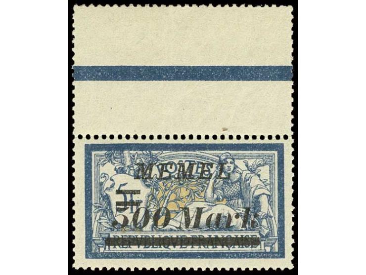 1923, Unverausgabte 500 M. auf 5 Fr. mit oben Zwischensteg, postfrisch, links oben minimal gummimatte Stelle, unsigniert, Fot