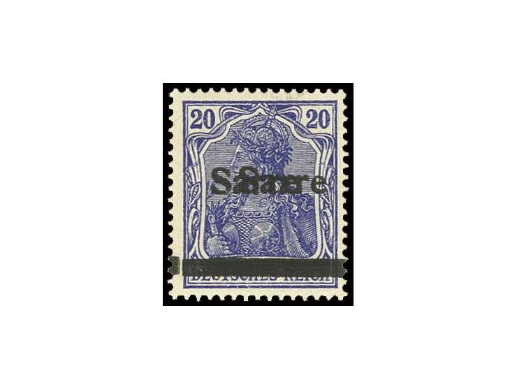 20 Pfg. mit Doppelaufdruck, postfrisch, Kabinett, doppelt sign. Dr. Dub (Käferzeichen) sowie Fotoattest Ney BPP (Mi. 1.200,-)