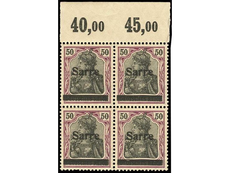 50 Pfg. auf orangeweißem Papier im Oberrand-Viererblock, postfrisch, Kabinett, sign. H.Ney BPP