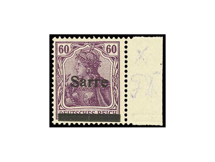 60 Pfg. rotlila, rechtes Seitenrandstück, postfrisch, Kabinett, Fotoattest H. Ney BPP