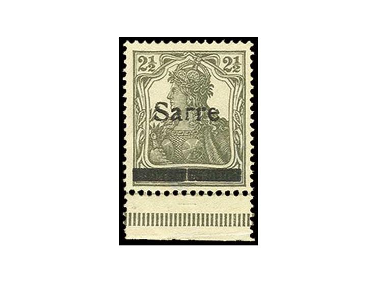 2½ Pfg., Unterrandstück mit Abart "senkrecht geteilter Balken", ungebraucht, Fotoattest H.Ney BPP