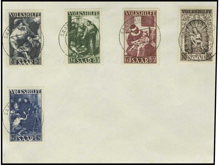 Volkshilfe 8-50 Fr. kpl. auf Briefstück, Fotobefund Ney C. (Mi. 650,-)