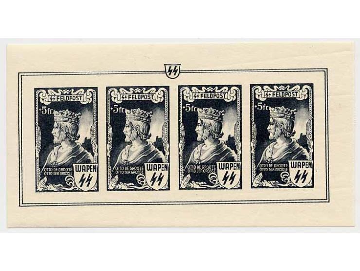 1943, Kaiser-Bildnisse in einfarbigem Rastertiefdruck in anderen Farben, je im Kleinbogen, postfrisch, ein Bogen ungummiert, 