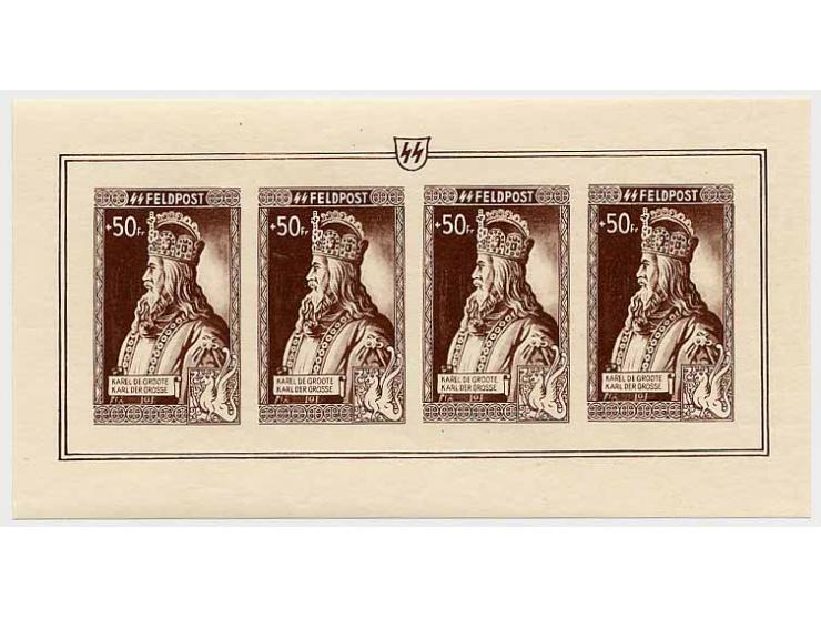 1943, Kaiser-Bildnisse in einfarbigem Rastertiefdruck in anderen Farben, je im Kleinbogen, postfrisch, ein Bogen ungummiert, 