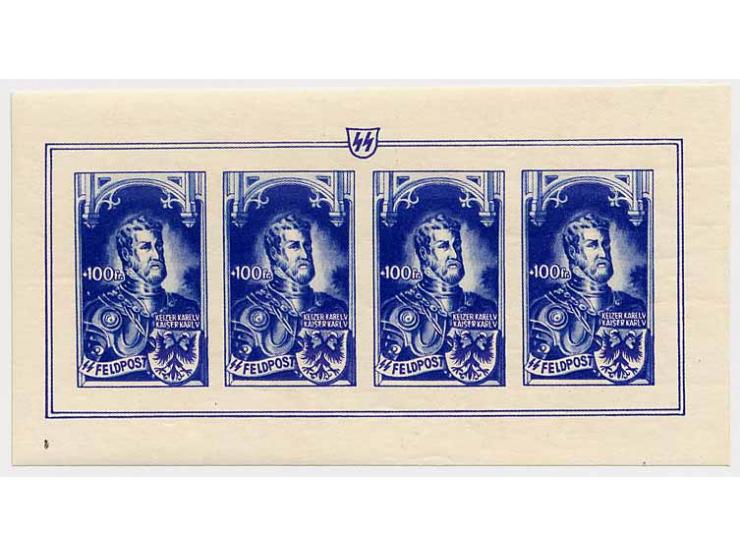 1943, Kaiser-Bildnisse in einfarbigem Rastertiefdruck in anderen Farben, je im Kleinbogen, postfrisch, ein Bogen ungummiert, 