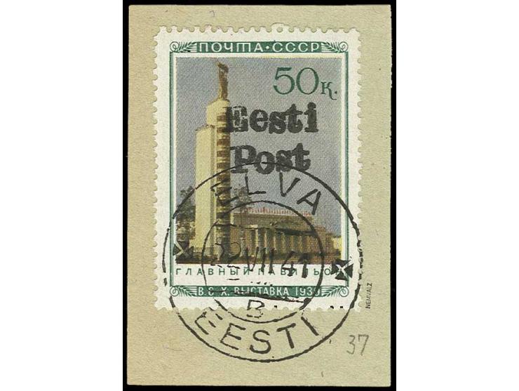 30 K. Hauptpavillon mit Stempel "ELVA EESTI 22 VII 41" auf Briefstück, Kabinett, sign. Nemwalz (ex Sammlung Gubito) (Mi. 600,