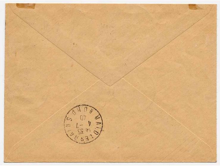 10, 15 und 25 C. in senkrechten Paaren mit Stempel "ROSENDAEL 12H -3 -7" auf Brief nach Malo les Bains mit Ank.-Stempel, sign