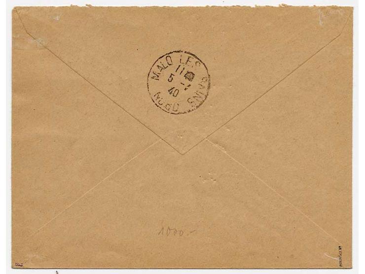 25 C. im Paar mit Stempel "DUNKERQUE 4 -7 40" auf Brief nach Malo les Bains mit Ank.-Stempel, sign. Pickenpack BPP, Kabinett 