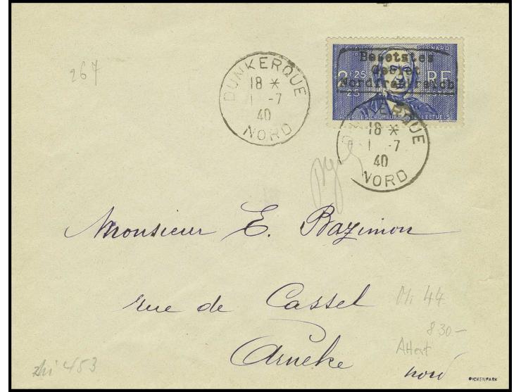 2,25 Fr. Bernard mit Stempel "DUNKERQUE 1 -7 40" auf Brief nach Arneke mit Ank.-Stempel, sign. und Fotoattest Pickenpack , Ka