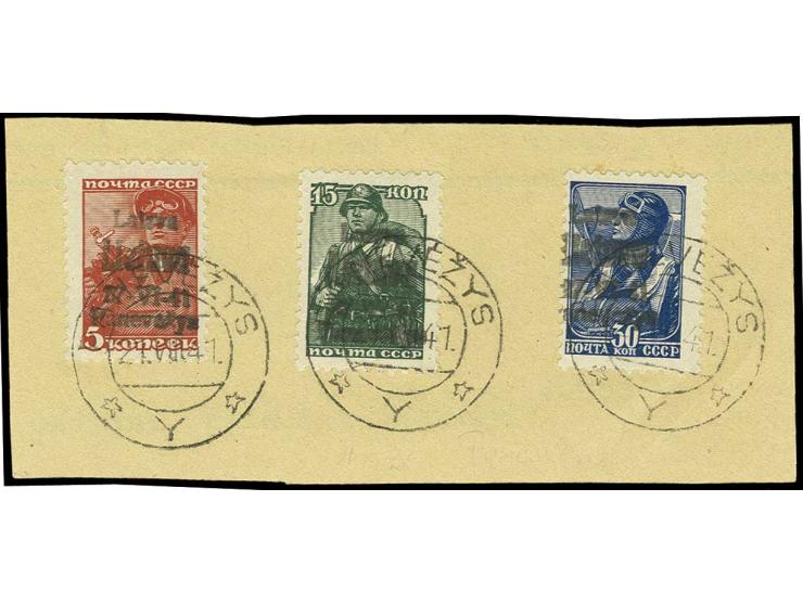 1941, 5-30 K. je mit sauberem Stempel auf einem Briefstück, Kabinett, Fotoattest Krischke BPP (ex Sammlung Gubito)