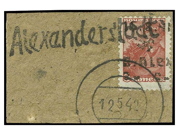 3 R. auf 5 K., mit stummen Stempel und L1 "Alexanderstadt" auf Briefstück, Kabinett, Fotoattest Zirath (ex Sammlung Gubito)
