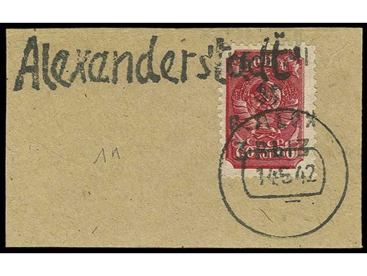3 R. auf 60 K. mit stummen Stempel und L1 "Alexanderstadt" auf Briefstück, Fotoattest Krischke (ex Sammlung Gubito)