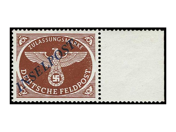 Agramer Aufdruck gezähnt, Aufdruck dunkelblau der Platte II, postfrisches rechtes Randstück, Kabinett, Fotoattest Petry BPP (