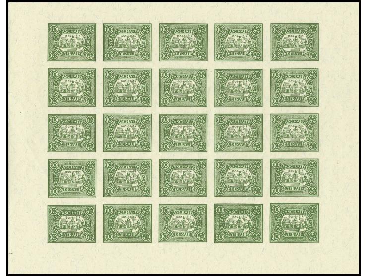 1946, Wiederaufbau 10 Pfg. geschnitten mit Wz. fallend, 25 Stück im kpl. Originalbogen, postfrisch (Mi. 6.250,-)