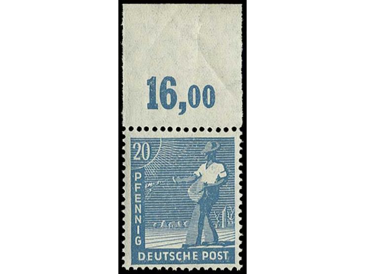 20 Pfg. grünlichblau mit nicht durchgezähntem Plattendruck-Oberrand, postfrisch, Fotobefund Arge (Mi. 1.400,-)