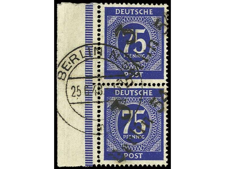 1948, "3/Berlin 54" auf Ziffer 75 Pfg., senkrechtes Randpaar, gestempelt, sign. Modry (Mi. 1800,-)