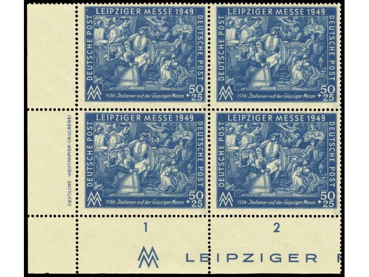 50 Pfg. dunkelkobalt, postfrischer 4er-Block aus der linken unteren Bogenecke mit Druckerzeichen, sign. Paul BPP