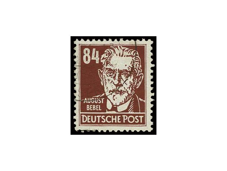 1952/53, Persönlichkeiten 84 Pfg. braunrot mit Stempel '...über MERSEBURG...54.-', lt. Befund Mayer BPP ist der Stempel noch 