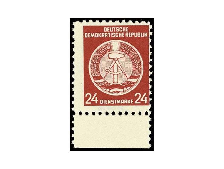 PROPAGANDAFÄLSCHUNGEN: 1954, Dienstmarken 20 und 24 Pfg., postfrische Unterrandstücke, sign. Schlegel PFä (Mi. 270,-)