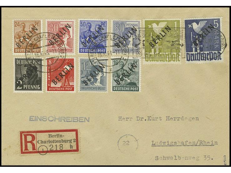 2 Pfg.-5 M. kpl., dabei 6, 10, 15, 20, 25, 40, 60 und 84 Pfg. mit jeweils Plattenfehler "L mit Apostroph", gestempelt "BERLIN