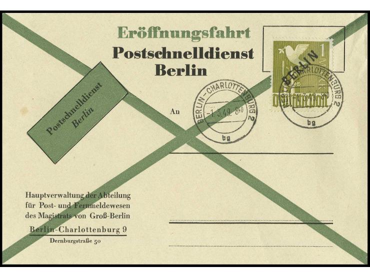 1 M. auf amtlichem FDC zur Eröffnung des Postschnelldienstes (Mi. 750,-)