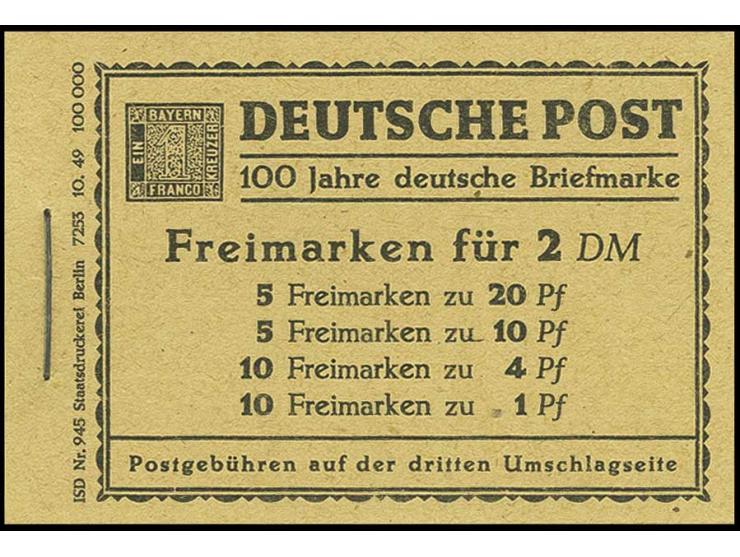 1949, Markenheftchen Bauten, postfrisch, sehr gut gezähnt und Deckel ungefaltet (Mi. 700,-)