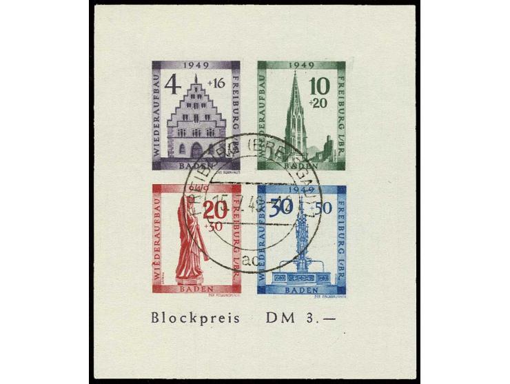 Freiburg-Blockpaar, gestempelt "FREIBURG (BREISGAU) 15.7.49", sign. Schlegel BPP (Mi. 560,-)