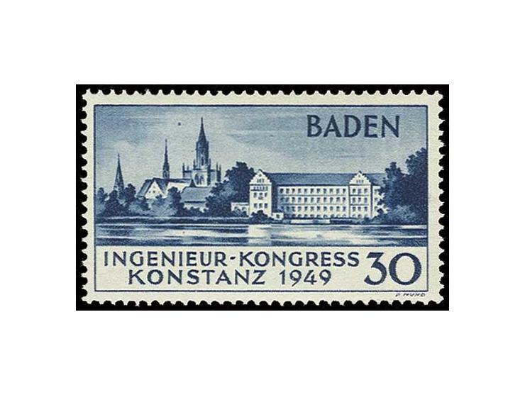 Konstanz 30 Pfg., 2. Auflage, postfrisch, kleine Fingerspur (Mi. 650,-)