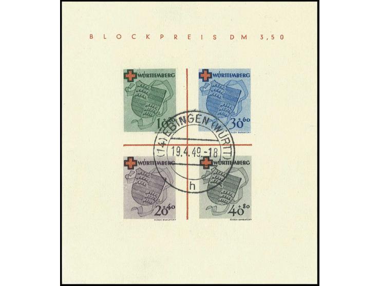 dito, mit Stempel "EBINGEN 19.4.49", in der Höhe 1 mm verkürzt, sign. Schlegel BPP (Mi. 1800,-)