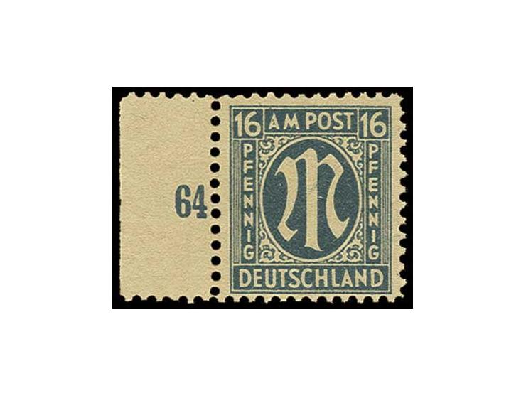 Probedrucke auf graustichigem, sogenanntem "Bremer Papier": 16 Pfg., linkes Randstück, postfrisch, sign. (Mi. 450,-)