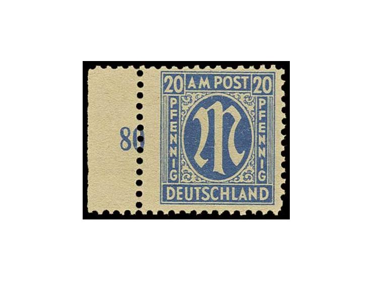 20 Pfg., linkes Randstück, postfrisch, sign. (Mi. 450,-)