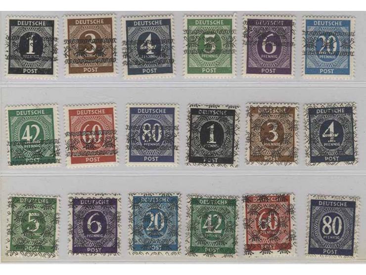 Ziffern mit Band- und Netzaufdruck, 52 Werte kpl., postfrisch, bis auf wenige kleine Werte sign. Schlegel BPP (Mi. 2500,-)