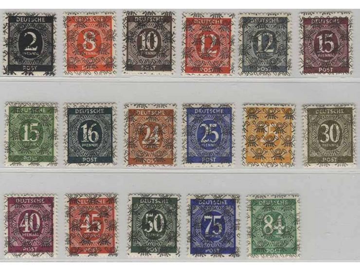Ziffern mit Band- und Netzaufdruck, 52 Werte kpl., postfrisch, bis auf wenige kleine Werte sign. Schlegel BPP (Mi. 2500,-)