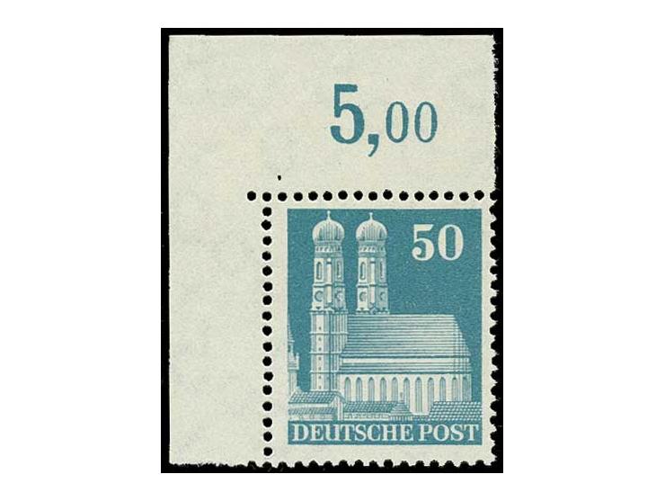 50 Pfg., linkes oberes Eckrandstück, 90 Pfg. und 1 M., postfrisch (Mi. 500,-)