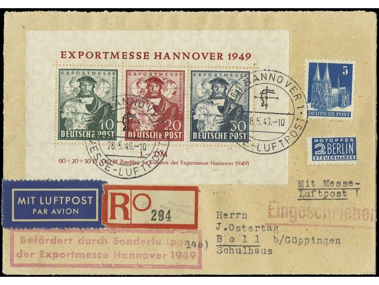 dito, mit 30 Pfg. schwarzviolettblau mit zwei Sonderstempeln und Zusatz auf portogerechtem Luftpost-R-Brief nach Boll bei Gög