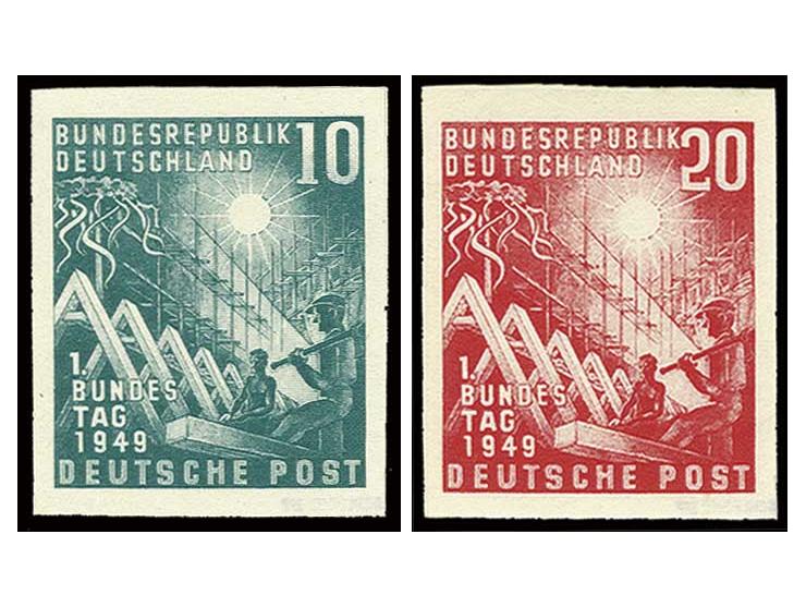 1949, Bundestag 10 und 20 Pfg., breitrandig ungezähnt, postfrisch, sign. Schlegel BPP mit Fotoattest (Mi. 2200,-)