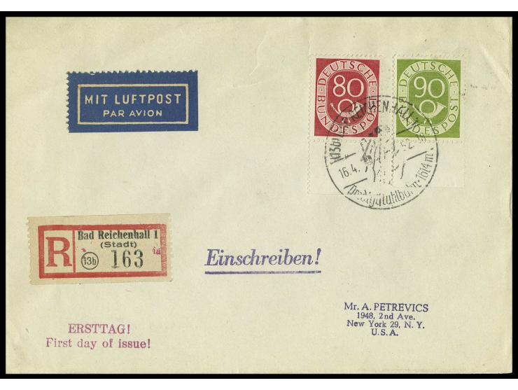 2-90 Pfg. kpl. auf 6 FDC's mit Sonder- bzw. Tagesstempel, selten in guter Erhaltung, für 80 und 90 Pfg. Fotoattest Schlegel B