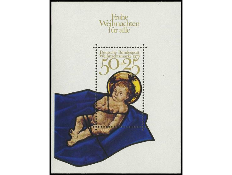 1978, Weihnachts-Block im überbreiten Format 70:93 mm (statt 65:93 mm), postfrisch, Fotoattest H.-D. Schlegel BPP (Mi. ohne P