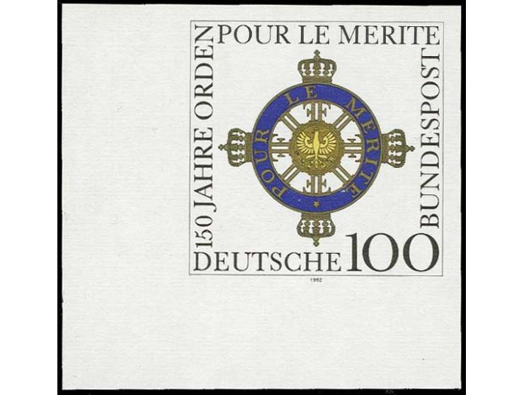 1992, Pour le mérite 100 Pfg., ungezähnte linke untere Bogenecke, postfrisch, Fotoattest H.-D. Schlegel BPP (Mi. 800,-)