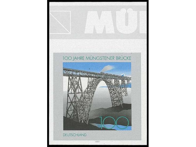1997, Müngstener Brücke 100 Pfg. ungezähnt, postfrisch vom Oberrand (Mi. 750,-)