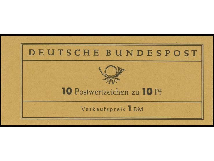 1960, Markenheftchen Heuss 10 Pfg. in Erstauflage, links offen in tadelloser Zähnung, postfrisch