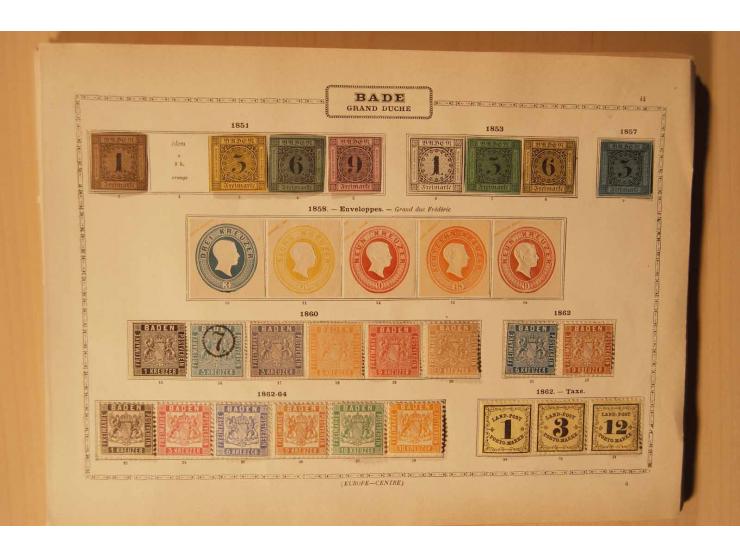 Baden bis Württemberg, vorwiegend ungebrauchte Sammlung mit vielen besseren Werten,  dabei u.a. Baden Mi.-Nr. 9-12, Bayern Mi