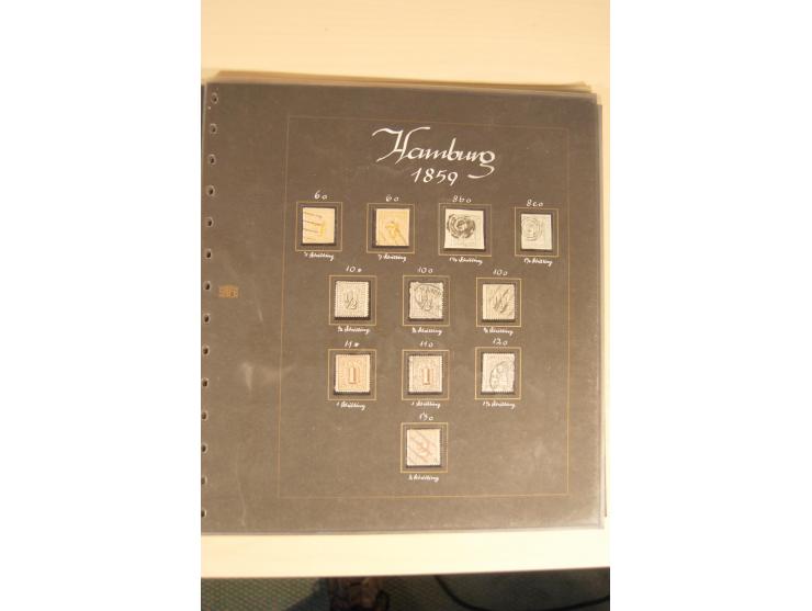 1850/67, ungebrauchte und gestempelte Sammlungen Braunschweig, Hamburg, Preußen, Sachsen, Thurn und Taxis, unterschiedliche E