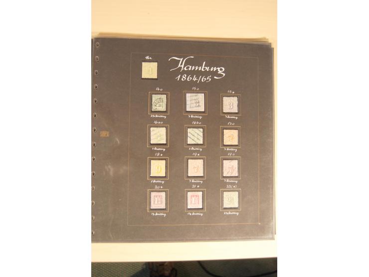 1850/67, ungebrauchte und gestempelte Sammlungen Braunschweig, Hamburg, Preußen, Sachsen, Thurn und Taxis, unterschiedliche E