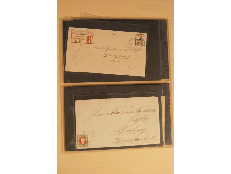 Bayern-Württemberg, interessante Briefe-Sammlung in 3 Bänden mit besseren Frankaturen, u.a. Braunschweig Mi.-Nr. 2, Helgoland