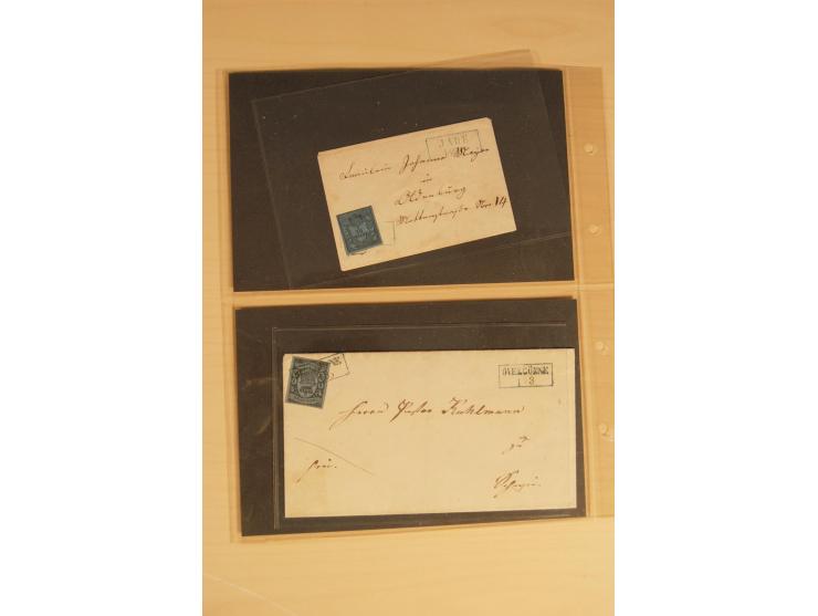 Bayern-Württemberg, interessante Briefe-Sammlung in 3 Bänden mit besseren Frankaturen, u.a. Braunschweig Mi.-Nr. 2, Helgoland