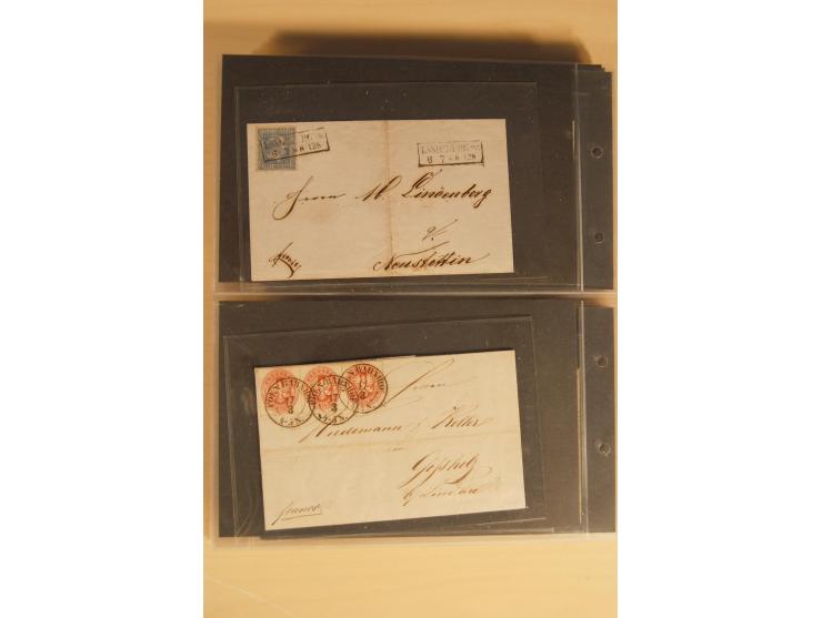 Bayern-Württemberg, interessante Briefe-Sammlung in 3 Bänden mit besseren Frankaturen, u.a. Braunschweig Mi.-Nr. 2, Helgoland